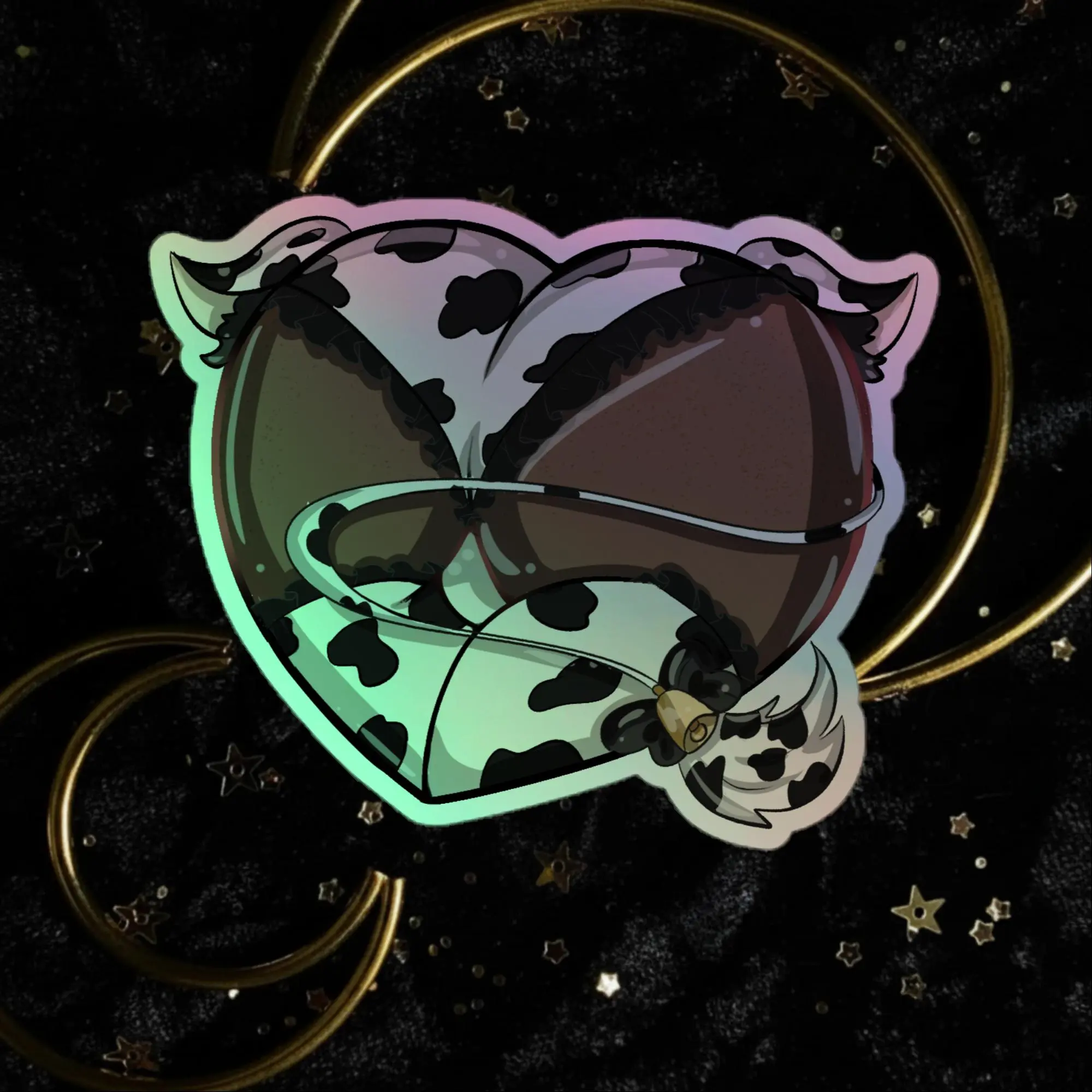 Milk Cow Print Brown Booty Holographic stickers