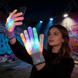 Winter Light Up Finger Gloves for Teens and Adults LED Color Changing Fabric Gloves Fun Party Accessories for Halloween Christmas Events Festivals and Gift Giving