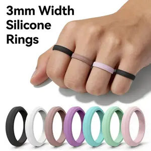 TopJewe - 1pc Sports Hypotenuse Silicone Ring 7 Color for Women Wedding Rubber Bands Hypoallergenic Flexible Finger Rings