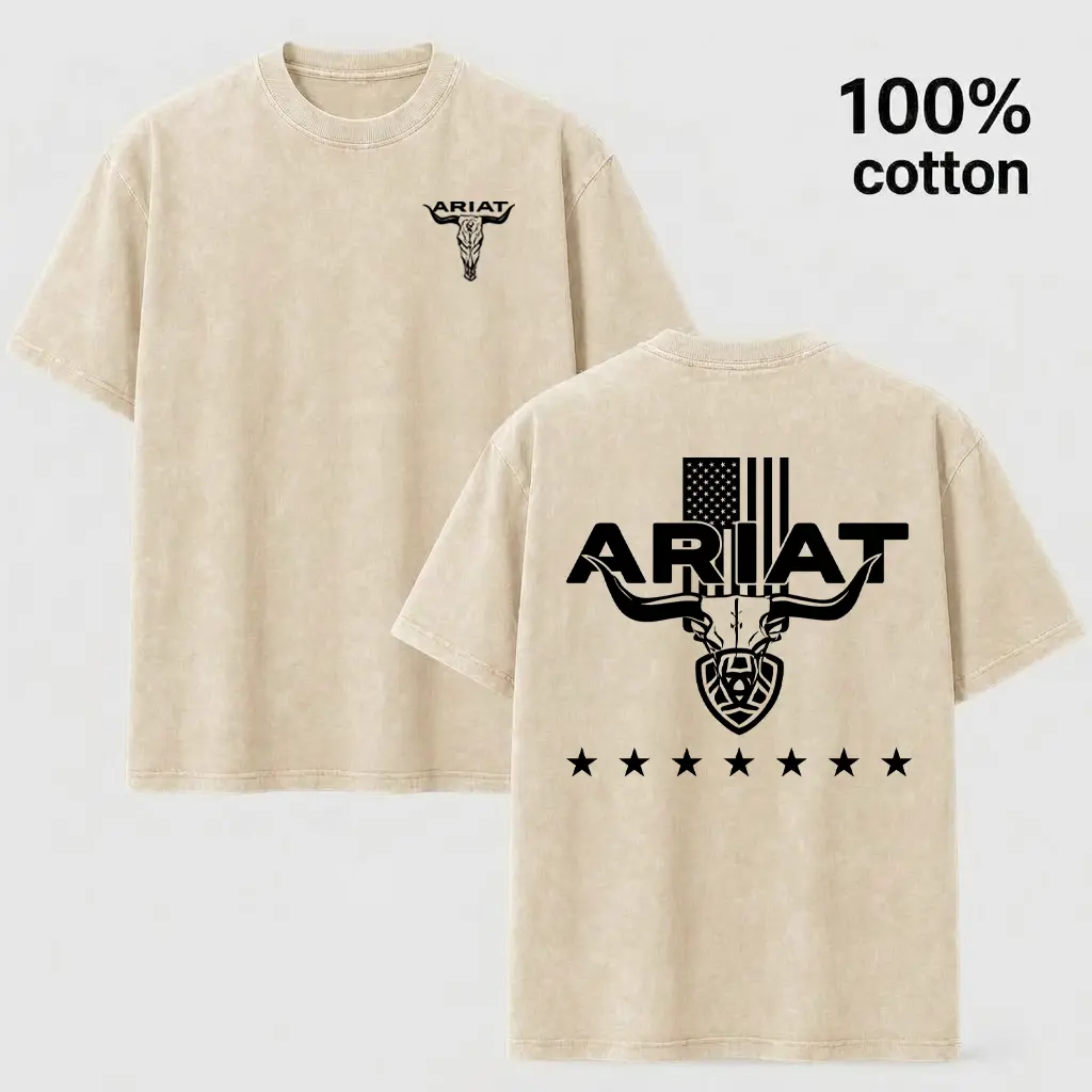 Vintage Washed Bull Skull Graphic T-Shirt Retro Western Streetwear Tee