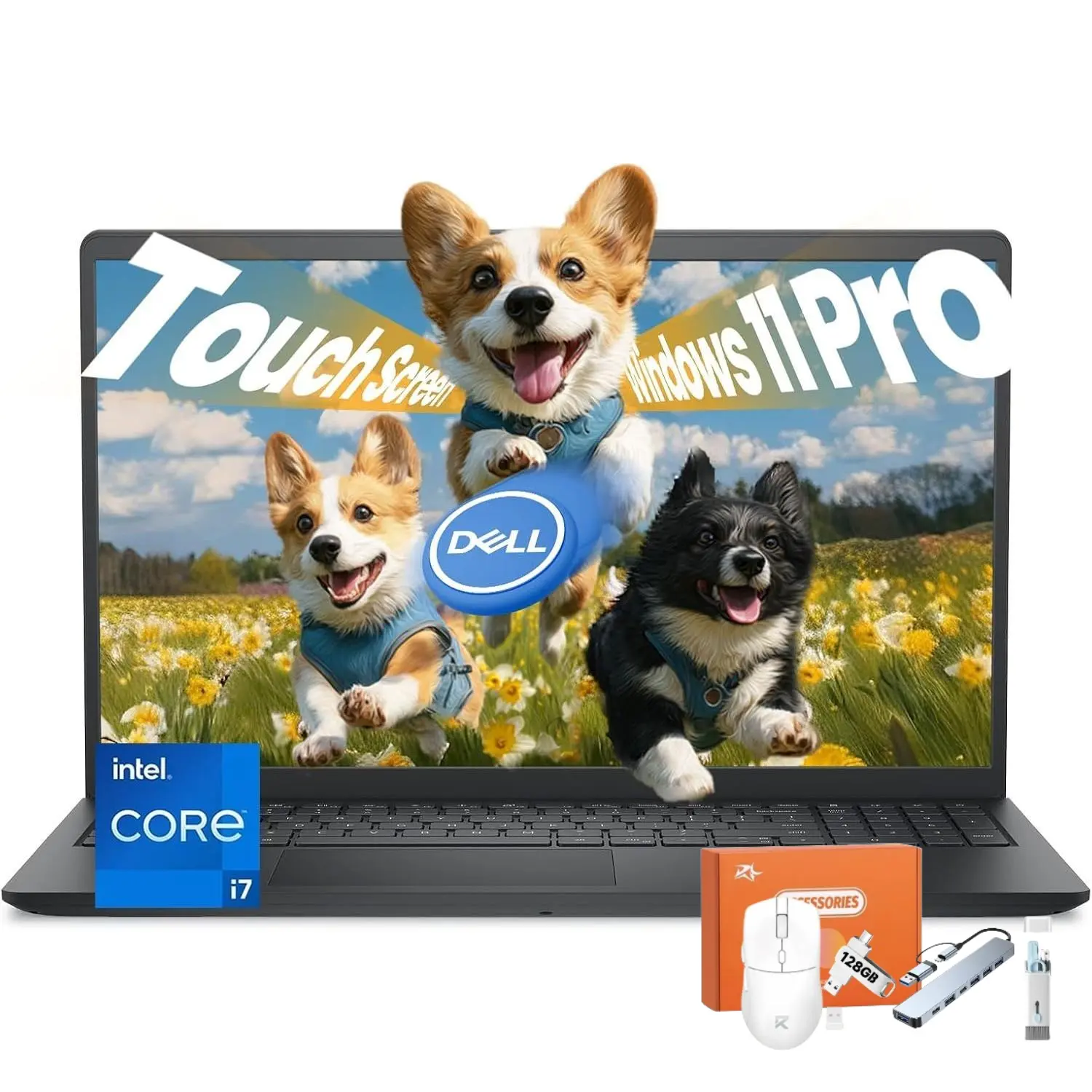 Dell 15 Touchscreen Laptop DC15250 Intel Core i7-1355U 16GB DDR5, 512GB SSD | 15.6" FHD 220 Nits Anti-Glare Windows 11 Pro Copilot AI Laptop for Business & Study WiFi 6 Webcam SD Card Reader Fast Charge