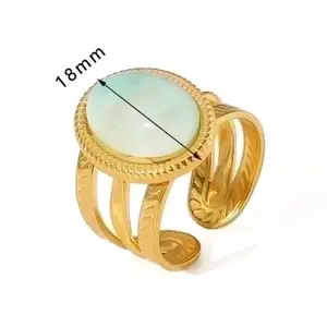 Turquoise Gold Stainless Steel Ring