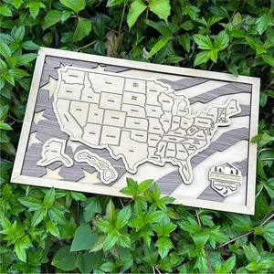 Personalized Wooden USA Travel Map | 50 States Travel Checklist | Gift for Traveler | Graduation Present