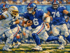 New York Giants Jaxson Dart 13x19 Oil Painting Print