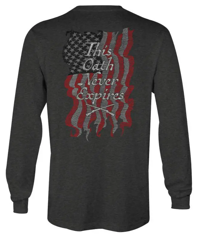 Howitzer Men's "Never Expires" Original Graphic T-Shirt - Long Sleeve Cotton Blend Jersey Top with Premium Fit in Charcoal Heather