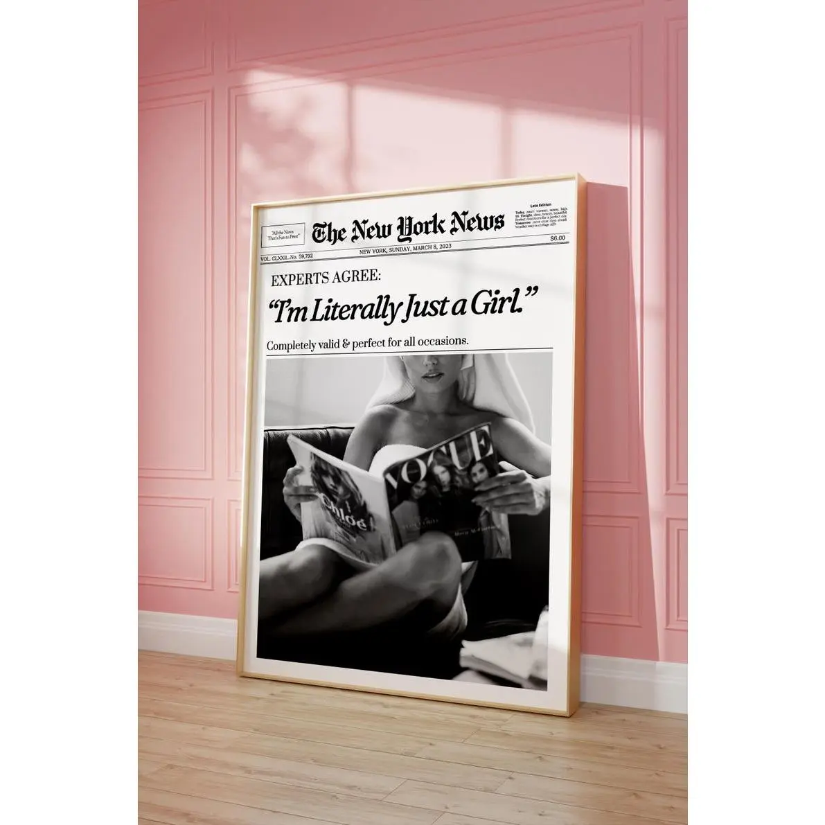 Trendy Newspaper Print New York Wall Art Poster Retro Magazine Poster Bathroom Wall Print Girly Dorm Room Decor  Instant
