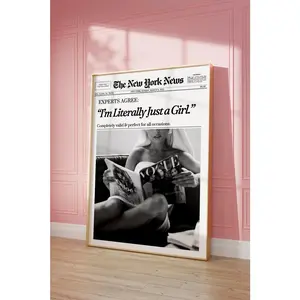 Trendy Newspaper Print New York Wall Art Poster Retro Magazine Poster Bathroom Wall Print Girly Dorm Room Decor  Instant