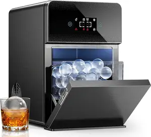 Clear Ice Ball Maker Countertop with CrystalFlux Technology - 2 Inch Sphere Ice Maker Machine, 4 Pcs in 40 Mins, 144 Pcs/Day, Automatic Water Supply & Self-Cleaning for Whiskey, Bourbon, Bar