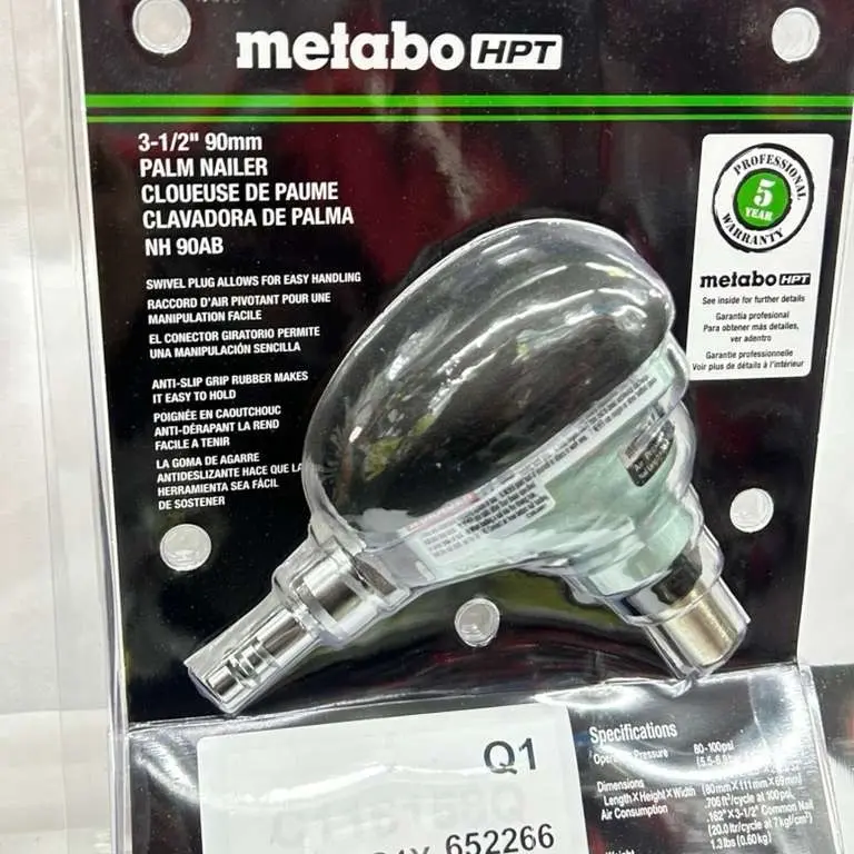 METABO HPT NH90AB 3-1/2” 90MM PALM NAILER METABO HPT NH90AB 3-1/2” 90MM PALM NAILER