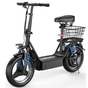 K10 Electric Scooter for Adults with Seat Electric Scooter 1000W Peak Motor Ebike,30-35 Miles,Bike with 48V15ah ,14" Pneumatic Tires, Removable Trunk + Adjustable Seat, Dual Suspension Brakes,Electric Bicycle for Women Men