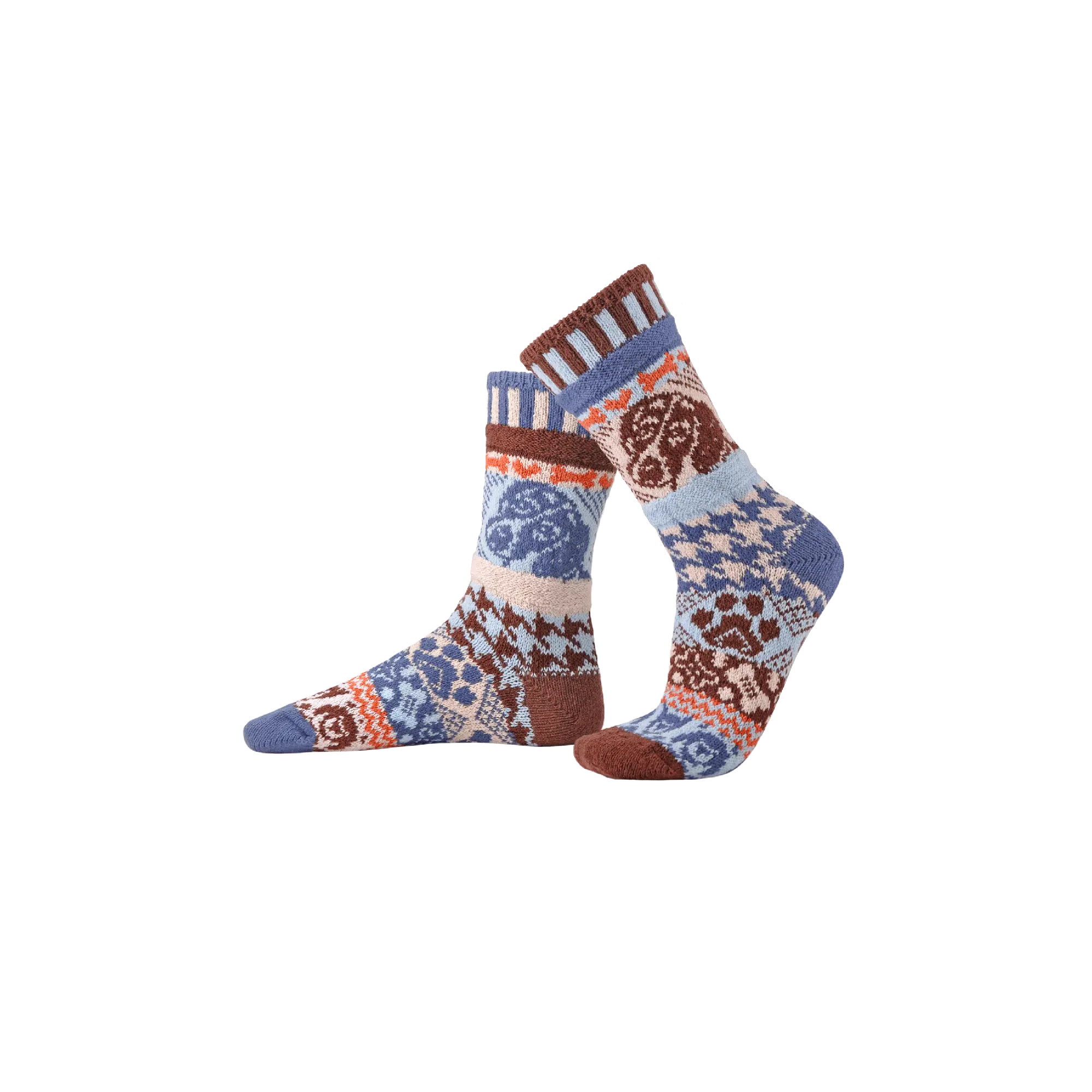 Solmate Socks Dog Crew Socks - Mismatched, Recycled Cotton, Made in USA, Giveback Sock