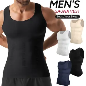 Mens Sauna Vest Shirt Abs Abdomen Gym Workout Tummy Control Compression Tank Top Sleeveless Shapewear