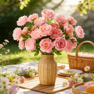 6 Piece Artificial Peony Flowers, High Simulation Fake Flowers for Home Decor, Wedding, Holiday, Valentine's Day, Office Decoration, Decorative Flowers, Artificial Flower Set