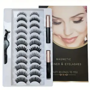 12 Pairs Magnetic False Eyelashes Set with Eye Liner Pen, Natural Look, Reusable Curling Magnetic Lashes, Includes Tools, No Glue Needed