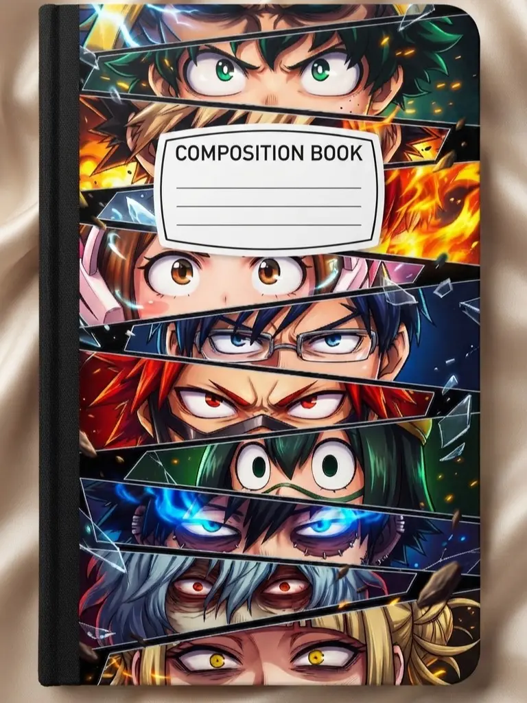 Anime Hero Eyes Collage Composition Notebook - Aesthetic Character Panel Journal for Office, School Supplies