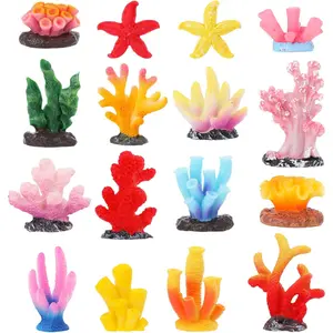 16 Pcs Coral Reef Decor, Colorful Fish Tank Decorations, Artificial Starfish Coral for Fish Tank Decorations for Aquarium Landscape, Aquarium Decoration Accessories Artificial Coral and Starfish Aquarium Ornament Kit
