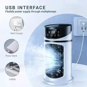 Portable air conditioner fan with cooling and humidifying functions, portable desktop fan, Adjustable Cooling Fan, quick cooling, 6-speed wind adjustment, can add water and ice, suitable for kitchen, home, outdoor, office, bedroom, the best festival gift.