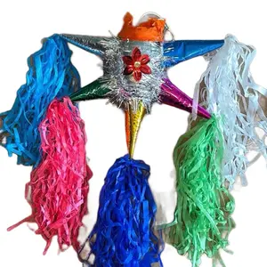 Small Star Piñatas de barro with Vibrant Tassels and Colorful Design for Festive Celebrations Christmas Ornaments Decoration