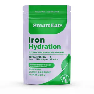 Iron Hydration - 18mg Gentle Iron, 725mg Electrolytes, 6 Vitamins to Boost Absorption, Sugar Free, Simple Ingredients, Mixed Berry Flavor - 30 Scoops