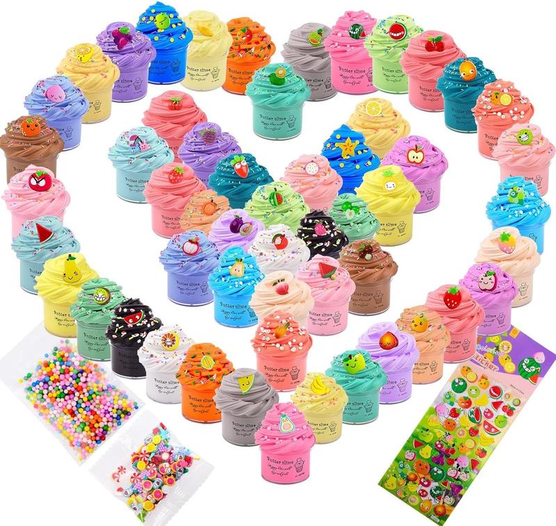 54 Mini Butter Slimes Fruit Slime Kit Non-Sticky Super Soft for Girls Boys 10-12 Birthday Gift DIY Putty Toy Kids Party Favors