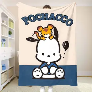 Pochacco Style Anime Flannel Blanket, Fluffy Soft Throw Blanket for Adults Kids, Sofa Bed Picnic Summer Comforter Birthday Gift