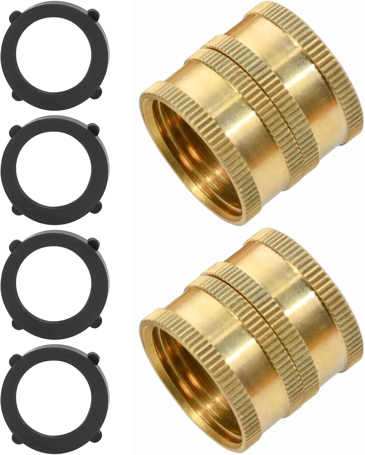 2 Pack 3/4" Garden Hose Connector with Dual Swivel for Male Hose to Male Hose, Double Female