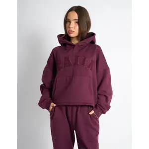Kaiia Slogan Oversized Hoodie Deep Burgundy