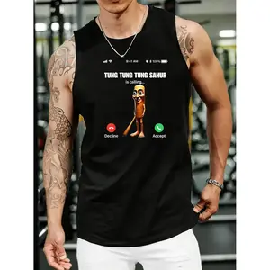 New Year Gift Vests 100 Cotton Unisex Tung Tung Tung Sahur Vintage Graphic Tee Casual Short Sleeve Top for Women and Men
