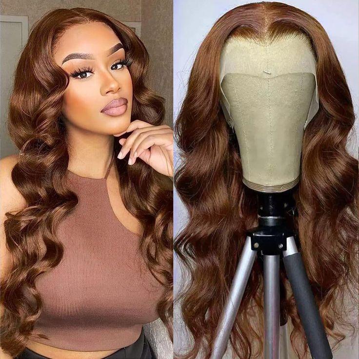Bling Hair Body Wave Chocolate Brown 13x4 Lace Front WIgs 13x6 HD Transparent Lace Human Hair Wigs Preplucked Color #4 Frontal Wigs On Sale For Women TikTokShopBlackFriday