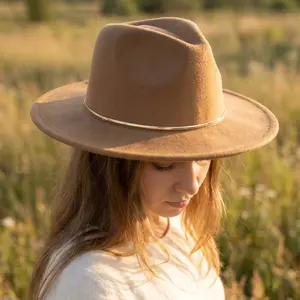 Flat Brim Herringbone Chain Fedora Hat