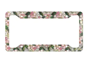 Midnight Rose Stained Glass License Plate Frame- Stained Glass License Plate Cover- Flower License Plate-Gift For Her- Womens Car Accessory