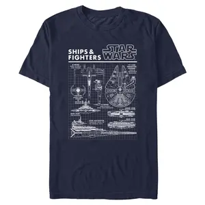 Men's Star Wars: A New Hope Schematics Of Ships And Fighters T-Shirt