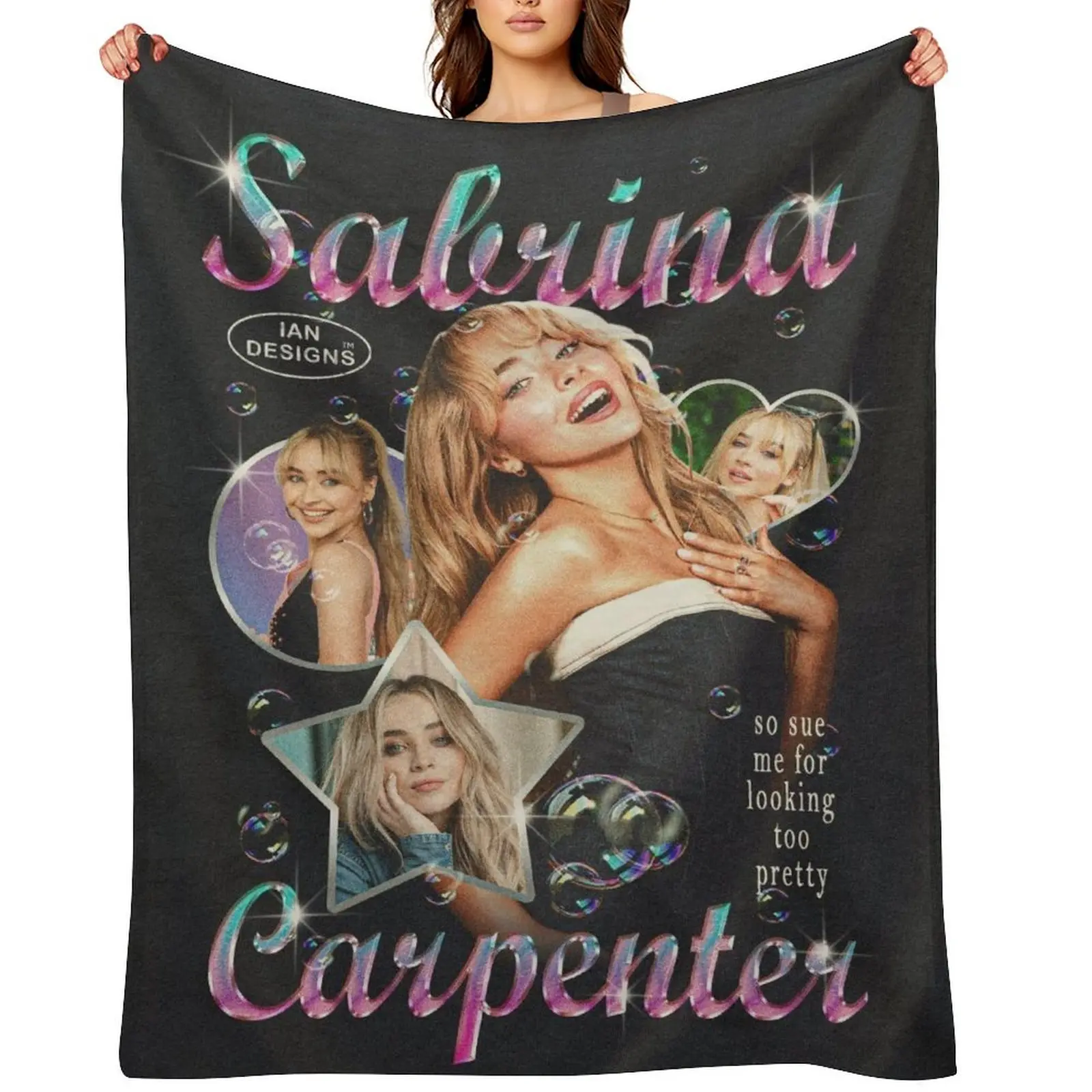 Music Blanket Fleece Lightweight Sabrina Blanket Warm Soft Plush Flannel Blanket Decoration Throw Blanket for Couch Sofa Or Bed