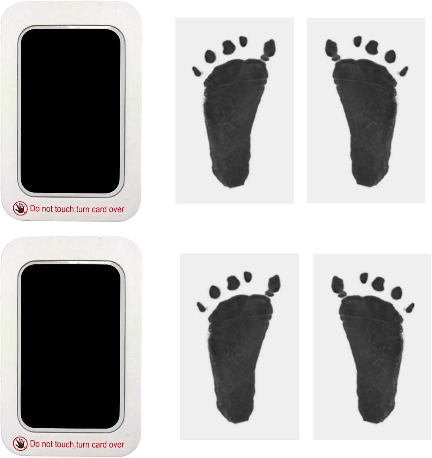Footprint and Handprint Kit, 2 Black Inkless Print Pads + 4 Imprint Cards,  Paw Print Kit Clean Touch Ink Pad  Keepsake  for  and Pets Printing Touch Imprints