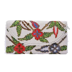 MAWC Exquisite Handmade Beaded Purse Vintage Clutches Evening Bags Trendy Shimmering Handbags Sparkling Cross Body Purse Vibrant Bead Patterned Handbag