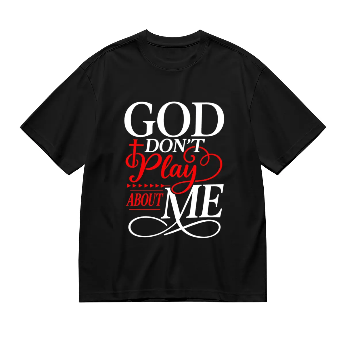 Unisex Casual Fit Round Neck Short-Sleeve Christian Clothing, "God Don't Play About Me" Faith-Inspired Christ-Centered Sports Top