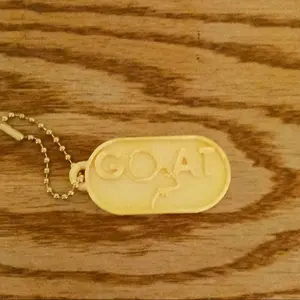 Goat 3D-Printed Keychain - Features "GOAT" Text Design with Chain Attachment