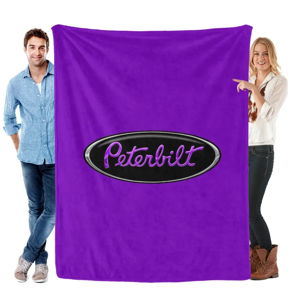 Peterbilt Truck Purple Throw Blanket for Bed Soft Flannel Collage Blanket for Bedroom Cute Funny Room Decor Thanksgiving Father's Day Children's Day Holiday Gifts for Family and Kids