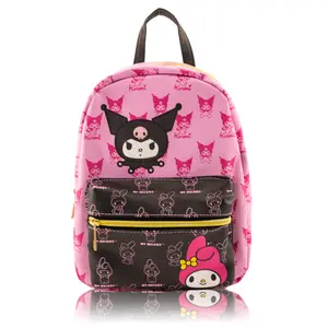 Fast Forward Sanrio Kuromi and My Melody Mini Backpack for Girls | PU Leather Daypack Backpack Featuring Kuromi and My Melody | Small Travel Bag, Lightweight Backpack | Ages 3+