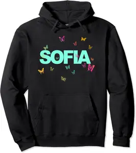 Sofia - Beautiful Name with colorful Butterflies Pullover Hoodie - 48B09G2Z2T22