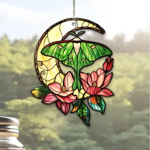 Luna Moth Butterfly Acrylic Hanging Suncatcher, Faux Stained Acrylic Window Hanging, Nature Wall Art, Butterfly Gift for Her, Unique Christmas Decor,, Home Decor