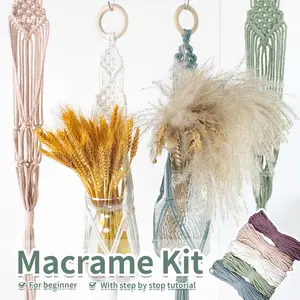 1 set DIY Hanging Plant Basket  macrame Kit, Bohemian Style Wooden Rings, Multi-Color Options, Small Potted Plants, Includes Detailed Tutorial  Gardening Gift