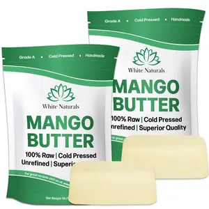 Raw Mango Butter 2lb (1lb in each bag) Unrefined Organic Natural Pure Skin & Hair Moisturizer, Cold Pressed, Use in DIY Whipped Body Butter, Soap Making, Mango Seed Body Lotion, Lip Balm Hand Cream Block Skin Care Smooth Moisturizing, Skin Repair