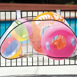 Pool Float Storage Bag - 59in x 13in x 28in Large Hanging Pool Toy Storage Mesh Net Adjustable for Fence, Poolside Pouch Holder Organizer for Pool Noodles, Swimming Ring, Balls, Inflatables