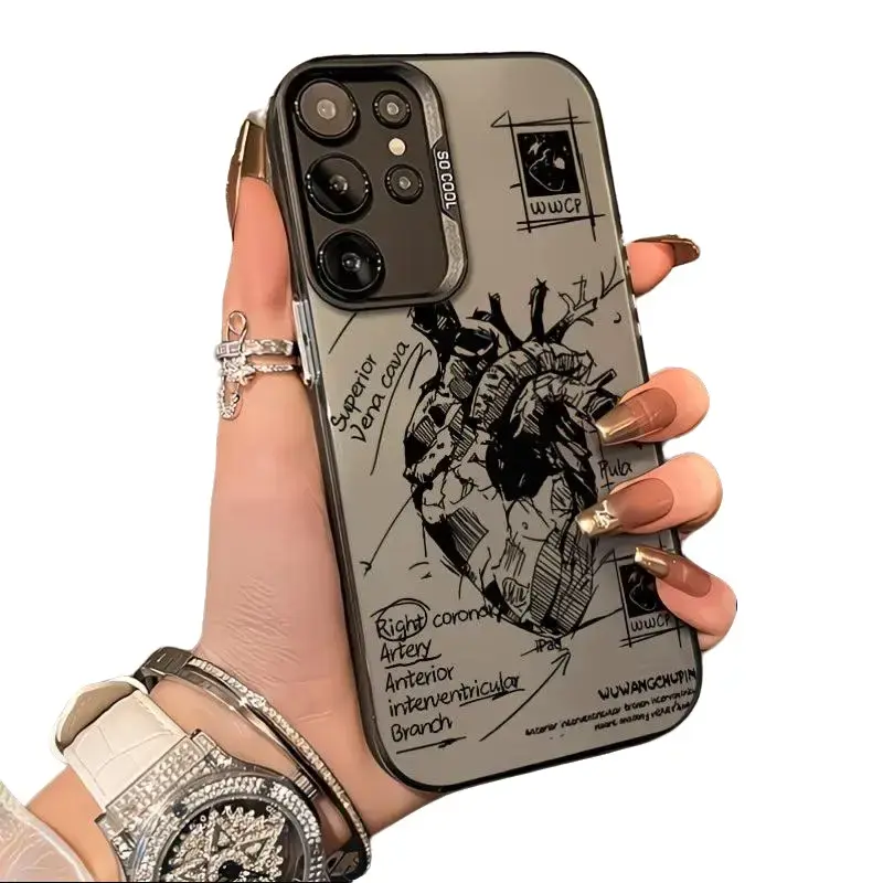 Anatomical Heart Sketch Art Phone Case - Compatible with iPhone 17/16/15/14/13/12/11 Max Pro and Samsung S25/S24/S23/S22/S21 Ultra Plus, Unisex Protective Case