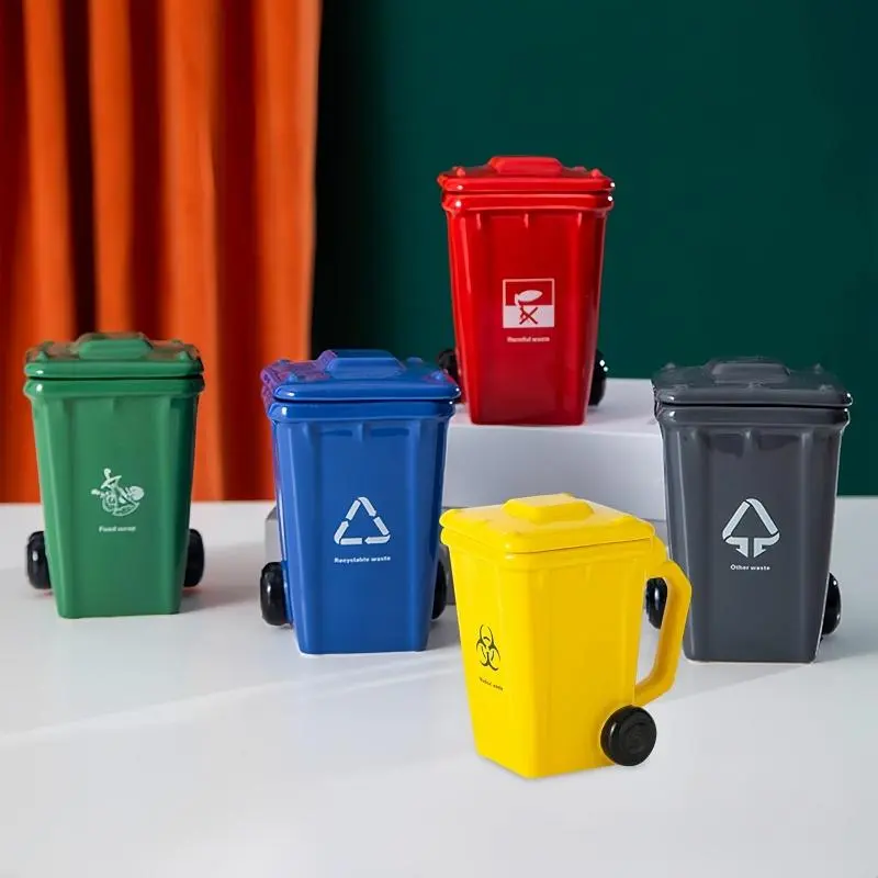 Trash Can Shaped Mug, 1 Count Creative Coffee Tea Cup, Ceramic Classic Drinkware for Home Office, Funny Design Mug, Funny Accent Mug Gift for Friend & Family, Washable, Travel Coffee Beverage Mug, Coffee Mugs