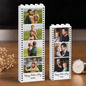 Father's Day Custom Photo Building Blocks, Father's Day Gift from Kids, Dad Photo Polaroid Photo Strip Gift, New Dad Gift, Gamer Dad Gift