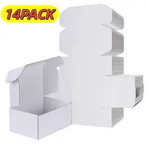 14 Pcs Two Size Mailer Boxes, Deep Corrugated Shipping Boxes, Sturdy Cardboard Packing Box, Ideal for Small Business & Gifting