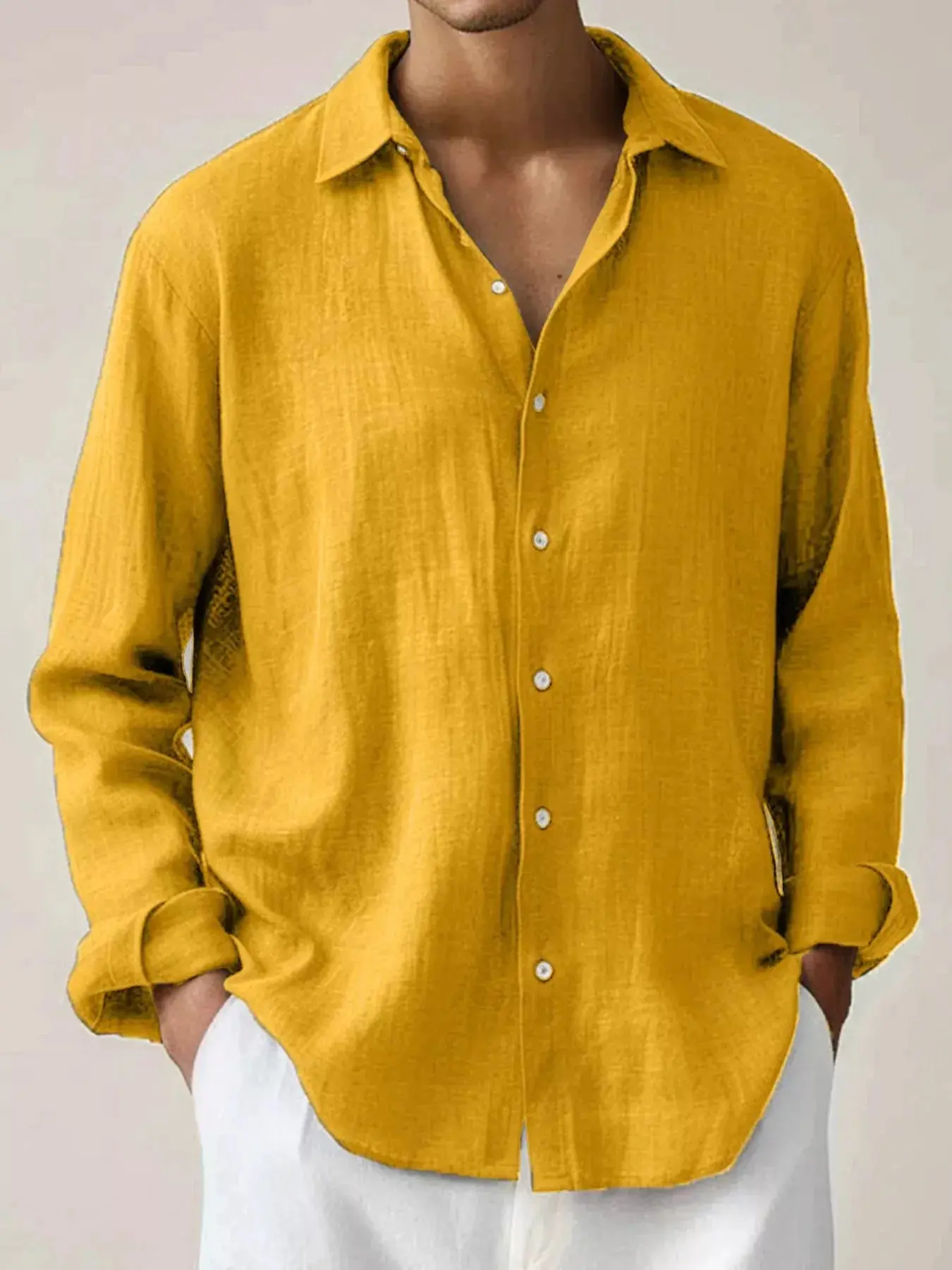 Men's Full Size Button Up Long Sleeve Shirt Plus Size