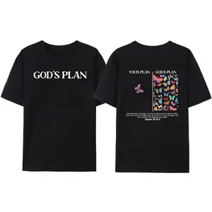 [ New Collection For Women ] God's Plan Unisex Washed T-Shirt, Christian t shirts, Vintage 90s Graphic Tee, Gift Top Womenswear Cotton Streetwear Summer, Gift For Her, For Mom, For Womenswears
